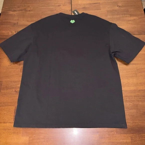 Gas Light District Black Tee with Neon Graphic Smiling Dead Large - Picture 2 of 2